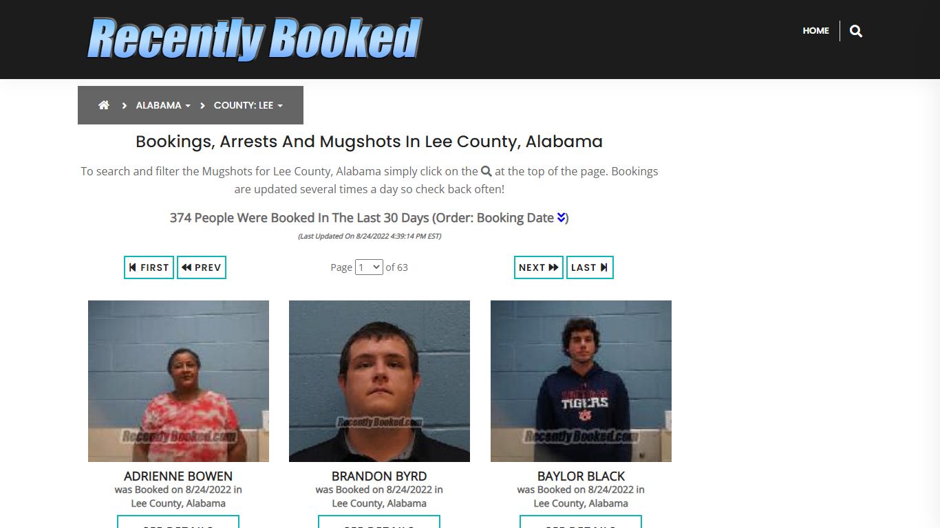 Recent bookings, Arrests, Mugshots in Lee County, Alabama