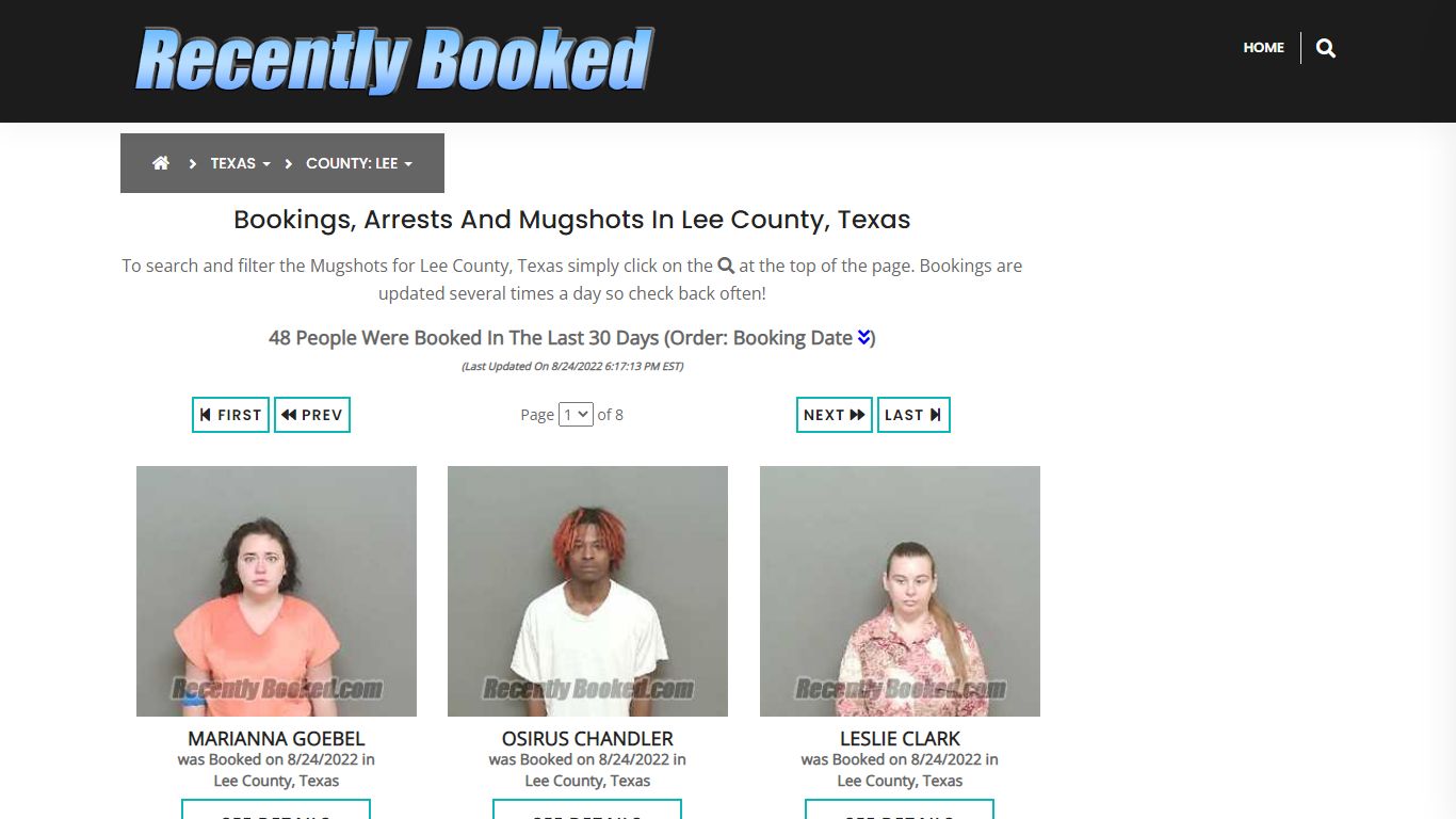 Recent bookings, Arrests, Mugshots in Lee County, Texas - Recently Booked