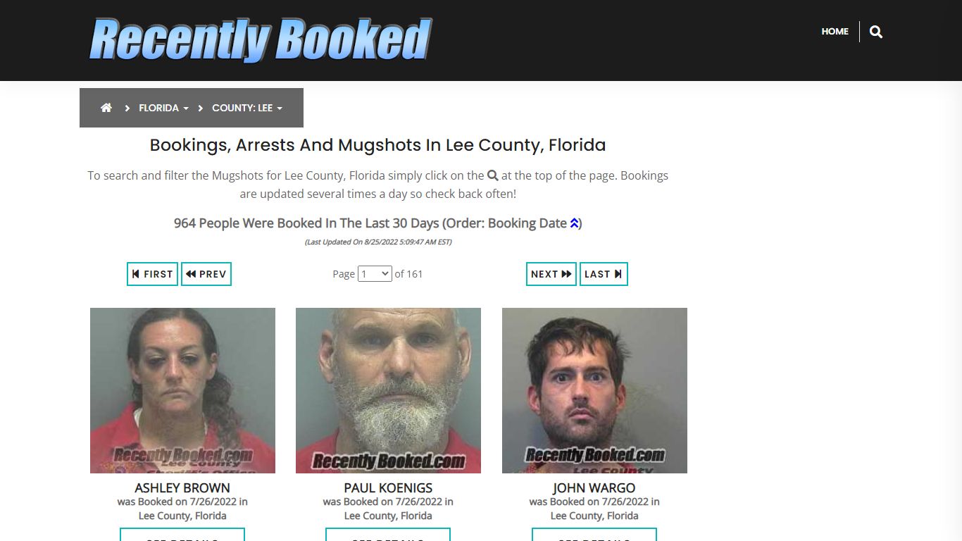 Recent bookings, Arrests, Mugshots in Lee County, Florida